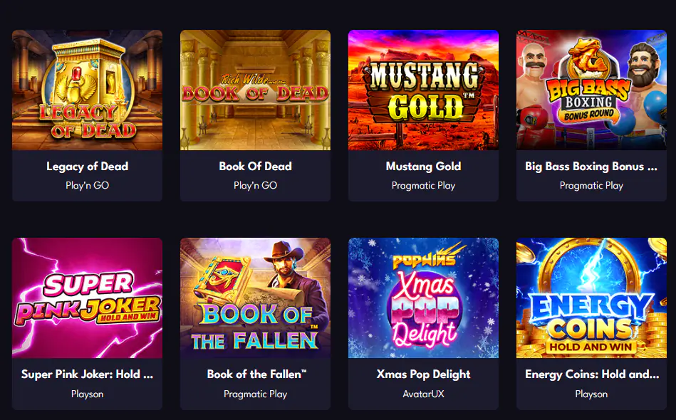 Spielesammlung im Allstarz Casino